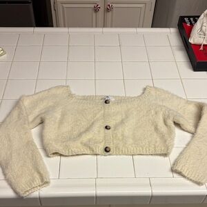Women's Cream Button-Up Sweater